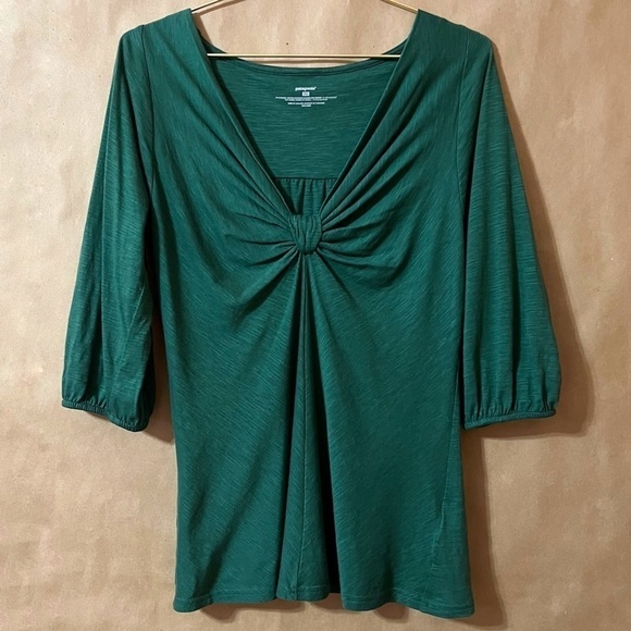 Patagonia | 3/4 Sleeve Knotty Top Popover Organic Cotton Tencel Green Size XS - Picture 1 of 8